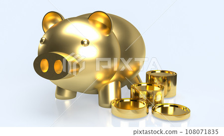 The Gold piggy Bank for earn concept 3d rendering 108071835