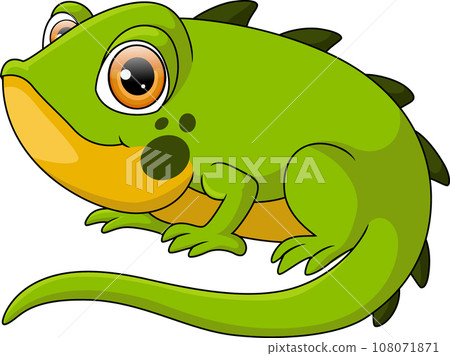 Cute green chameleon on white background Cute green chameleon on white background 108071871