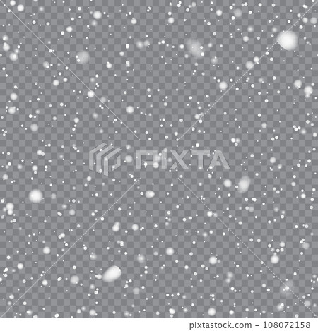 Xmas and New Year pattern with falling snowflakes on transparent background. Vector 108072158