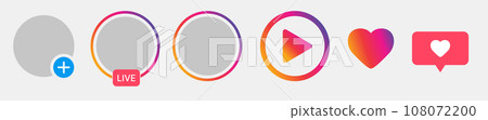 Social media online avatar set, User icon, stories, LIVE video, streaming, Colorful gradient icons, Logo, symbol, sign Social media online avatar set, User icon, stories, LIVE video, streaming, Colorful gradient icons, Logo, symbol, sign 108072200