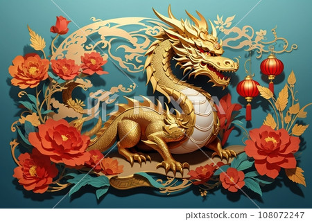 Golden dragon design  108072247