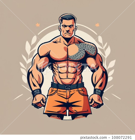 Gym bodybuilder flexing, vector design, full body, red background Gym bodybuilder flexing, vector design, full body, red background 108072291