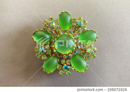 Vintage Henry Schreiner brooch, unique brooch, with delicious mint-colored cabochons and Aurora Borealis crystals 108072826