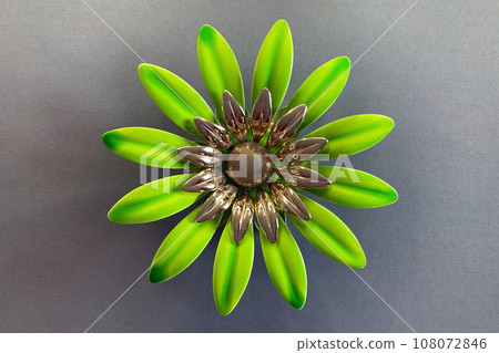 Vintage Sarah Coventry brooch with green chamomile flower 108072846