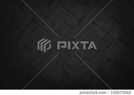 Black bamboo weaving pattern, old woven rattan mat texture for background and design art work. Black bamboo weaving pattern, old woven rattan mat texture for background and design art work. 108073088