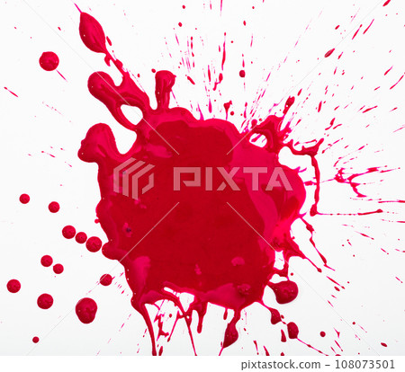 Splash of red paint on white surface 108073501