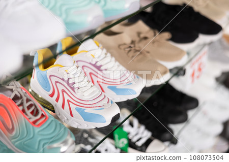 In shoe department stand womens trainers of latest summer collection In shoe department stand womens trainers of latest summer collection 108073504