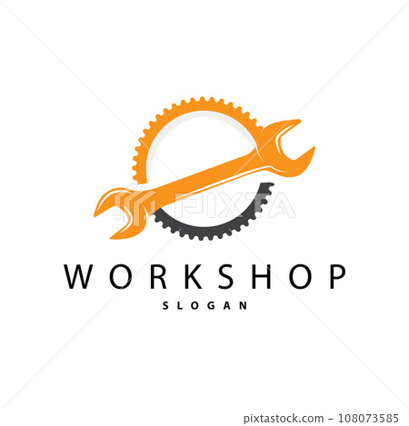 Repair Workshop Logo, Simple Key and Gear Design for a Simple Vehicle Repair Business, Vector Templet Illustration Repair Workshop Logo, Simple Key and Gear Design for a Simple Vehicle Repair Business, Vector Templet Illustration 108073585