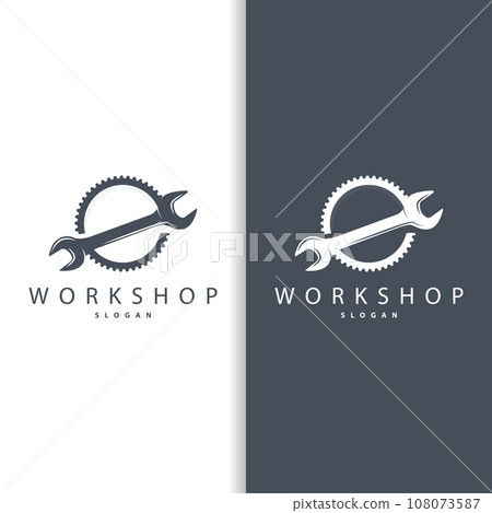 Repair Workshop Logo, Simple Key and Gear Design for a Simple Vehicle Repair Business, Vector Templet Illustration Repair Workshop Logo, Simple Key and Gear Design for a Simple Vehicle Repair Business, Vector Templet Illustration 108073587