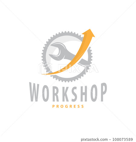 Repair Workshop Logo, Simple Key and Gear Design for a Simple Vehicle Repair Business, Vector Templet Illustration Repair Workshop Logo, Simple Key and Gear Design for a Simple Vehicle Repair Business, Vector Templet Illustration 108073589