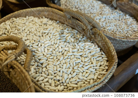 Dried ganxet beans for sale on market Dried ganxet beans for sale on market 108073736