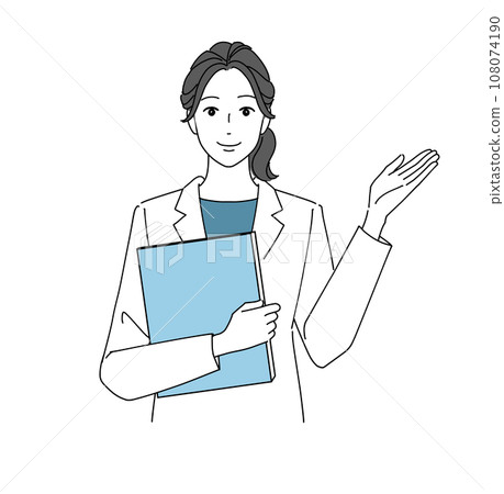 一個穿著白大褂的女人帶著微笑指導 108074190