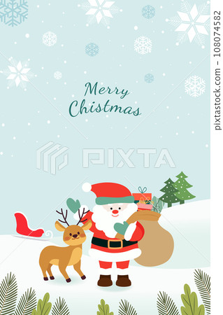 Merry Christmas and Happy New Year greeting card. Vector illustration. 108074582