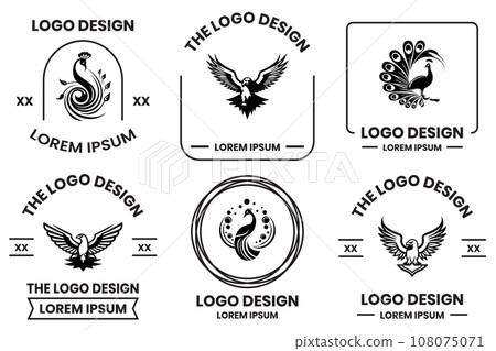 animal logo in flat line art style animal logo in flat line art style 108075071