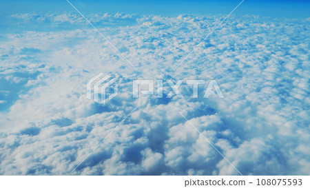 Landscape of aircraft wing, blue sky and sea of clouds Landscape of aircraft wing, blue sky and sea of clouds 108075593