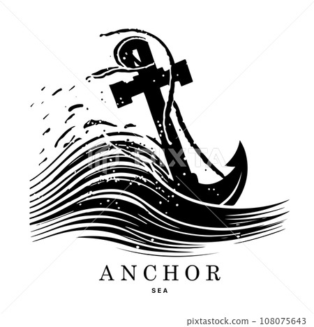 Marine emblems logo with anchor and rope, anchor logo - vector. Vector illustration Marine emblems logo with anchor and rope, anchor logo - vector. Vector illustration 108075643