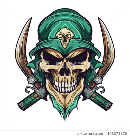 Skull emblem vector logo. Agressive rider human skull 108075876