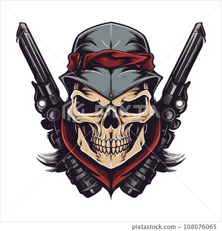 Skull emblem vector logo. Agressive rider human skull Skull emblem vector logo. Agressive rider human skull 108076065
