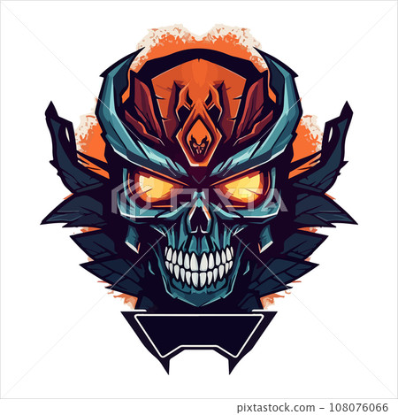 Skull emblem vector logo. Agressive demonic horned skull Skull emblem vector logo. Agressive demonic horned skull 108076066