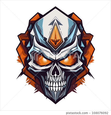 Skull emblem vector logo. Agressive demonic horned skull Skull emblem vector logo. Agressive demonic horned skull 108076092