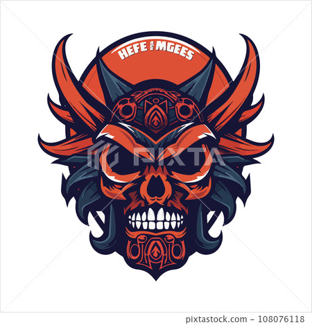 Skull emblem vector logo. Agressive demonic horned skull 108076118