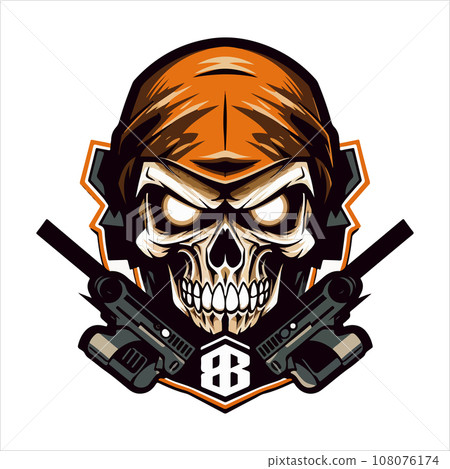 Skull emblem vector logo. Agressive rider human skull 108076174