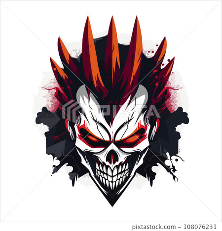Skull emblem vector logo. Agressive demonic horned skull 108076231