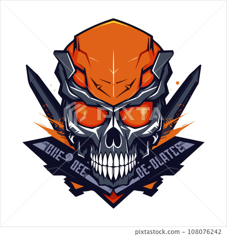 Skull emblem vector logo. Agressive human skull Skull emblem vector logo. Agressive human skull 108076242
