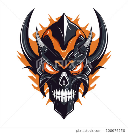 Skull emblem vector logo. Agressive demonic horned skull Skull emblem vector logo. Agressive demonic horned skull 108076258