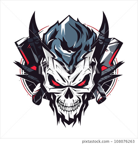 Skull emblem vector logo. Agressive demonic...-插圖素材 [108076263] - PIXTA圖庫