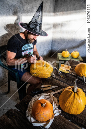 halloween pumpkins ready for carving 108076333