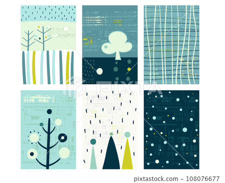 Set of eye-catching card, banner, background, flyer, placard with Christmas ornament in hand drawn style. Collection of gift tag, label or poster template with doodle pattern. Vector illustration EPS8 Set of eye-catching card, banner, background, flyer, placard with Christmas ornament in hand drawn style. Collection of gift tag, label or poster template with doodle pattern. Vector illustration EPS8 108076677