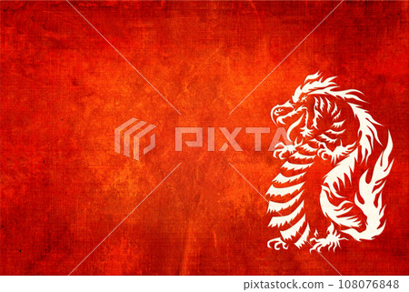 Chinese New year background with red paper texture and dragon in paper cut style. Horizontal Lunar New year backdrop with asian dragon. Copy space for text. Mick up template Chinese New year background with red paper texture and dragon in paper cut style. Horizontal Lunar New year backdrop with asian dragon. Copy space for text. Mick up template 108076848