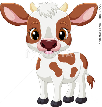 Cute little cow cartoon on white background Cute little cow cartoon on white background 108077222