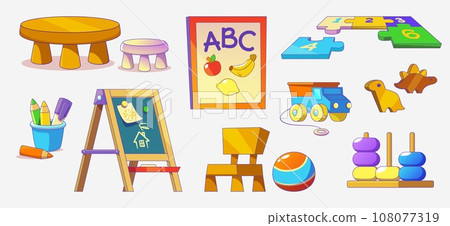 Kindergarten room interior set with toy for kid 108077319