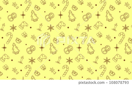 可愛的聖誕節無縫圖案黃色 108078793