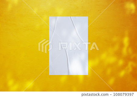 Blank white wheatpaste glued paper poster mockup on concrete wall background Blank white wheatpaste glued paper poster mockup on concrete wall background 108079397