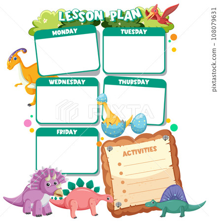 Cute Lesson Plan with Dinosaur Decorations 108079631