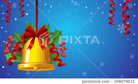 Festive Christmas Border Background with Ornaments and Snowflakes 108079632