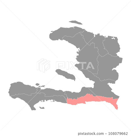 Sud Est department map, administrative division of Haiti. Vector illustration. 108079662
