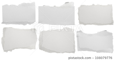 White ripped paper torn edges strips isolated on white background White ripped paper torn edges strips isolated on white background 108079776
