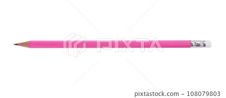 Pink pencil isolated on white background 108079803
