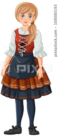 Woman with Ponytail in Bavarian Outfit 108080193