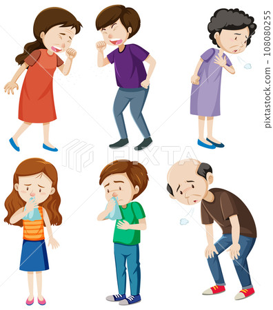 Set of people unwell 108080255