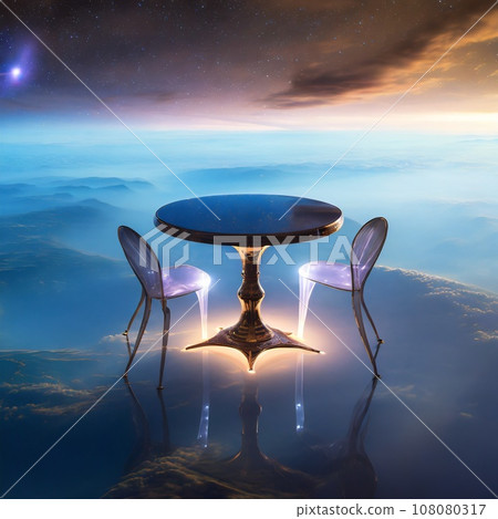 漂浮的桌子和椅子 漂浮的桌子和椅子 108080317