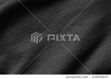 Black sport cloth fabric football shirt jersey texture close up 108080647