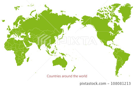 World map with national borders, ocean, natural 108081213