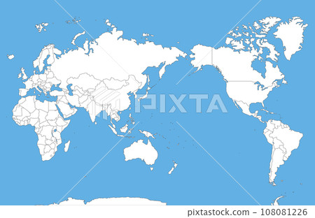 六大洲世界地圖有國界的,太平洋,空白地圖 六大洲世界地圖有國界的,太平洋,空白地圖 108081226