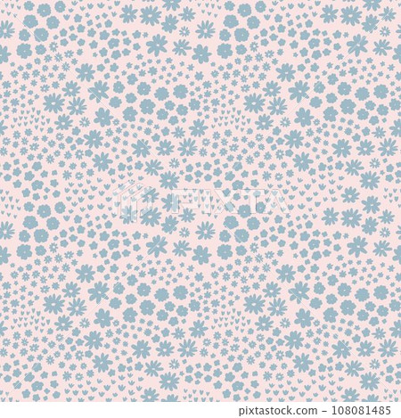 Blooming blue flowers meadow seamless vector pattern. Flower background for fashion, wallpapers, print. 108081485