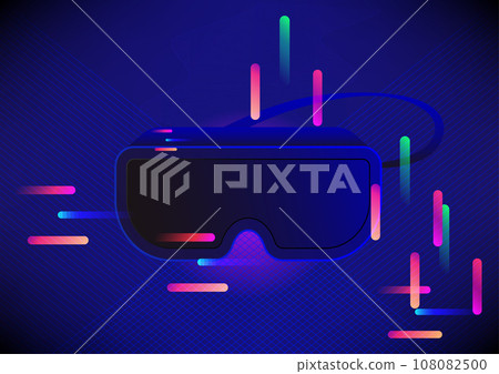 Hello Christmas VR virtual reality 3d playing gamer entertainment interactive glasses technology abstract background vector illustration 108082500